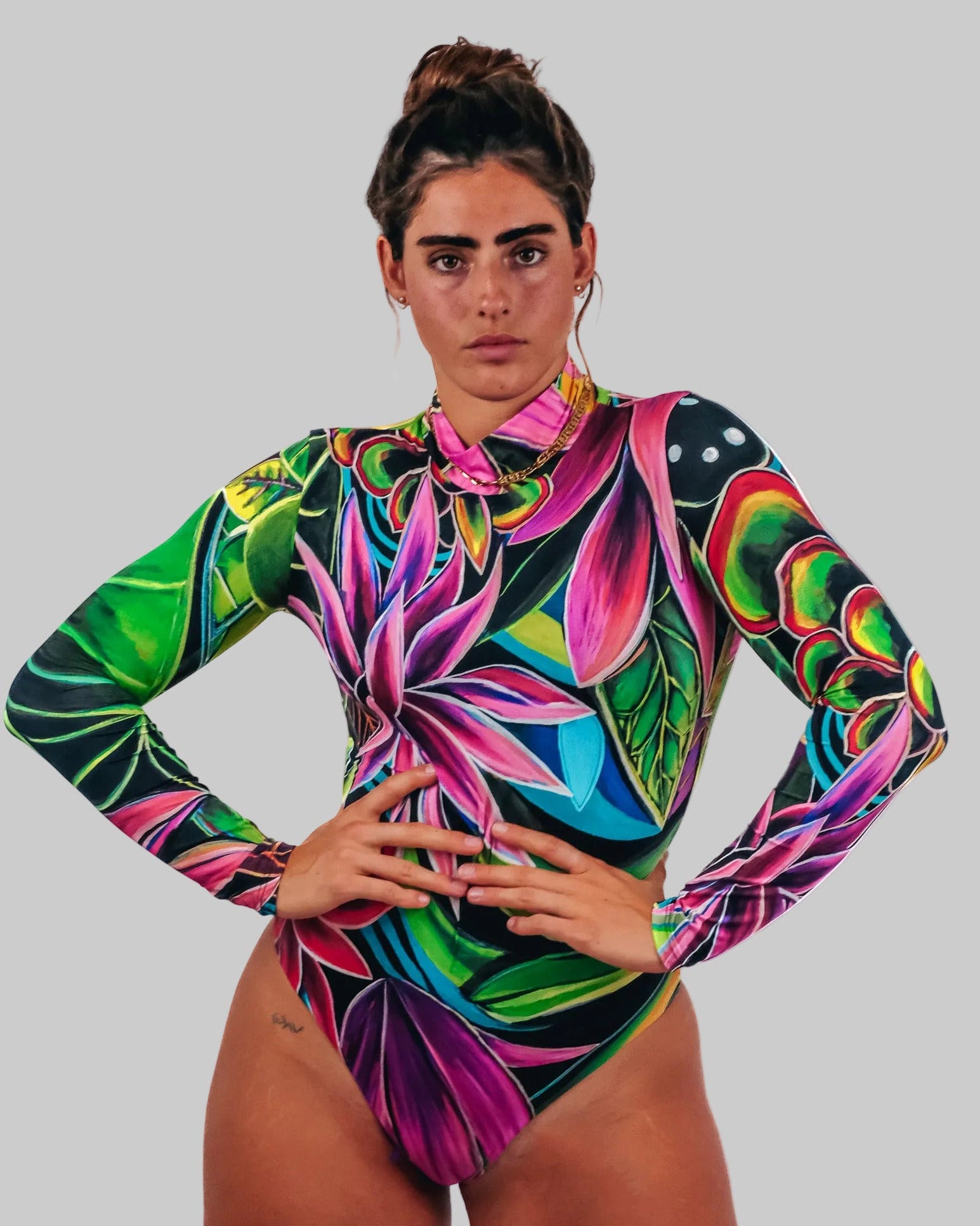 Long sleeves - Hanalei Morning - Full body zipper one piece - MICHAL ART STUDIO HAWAII -