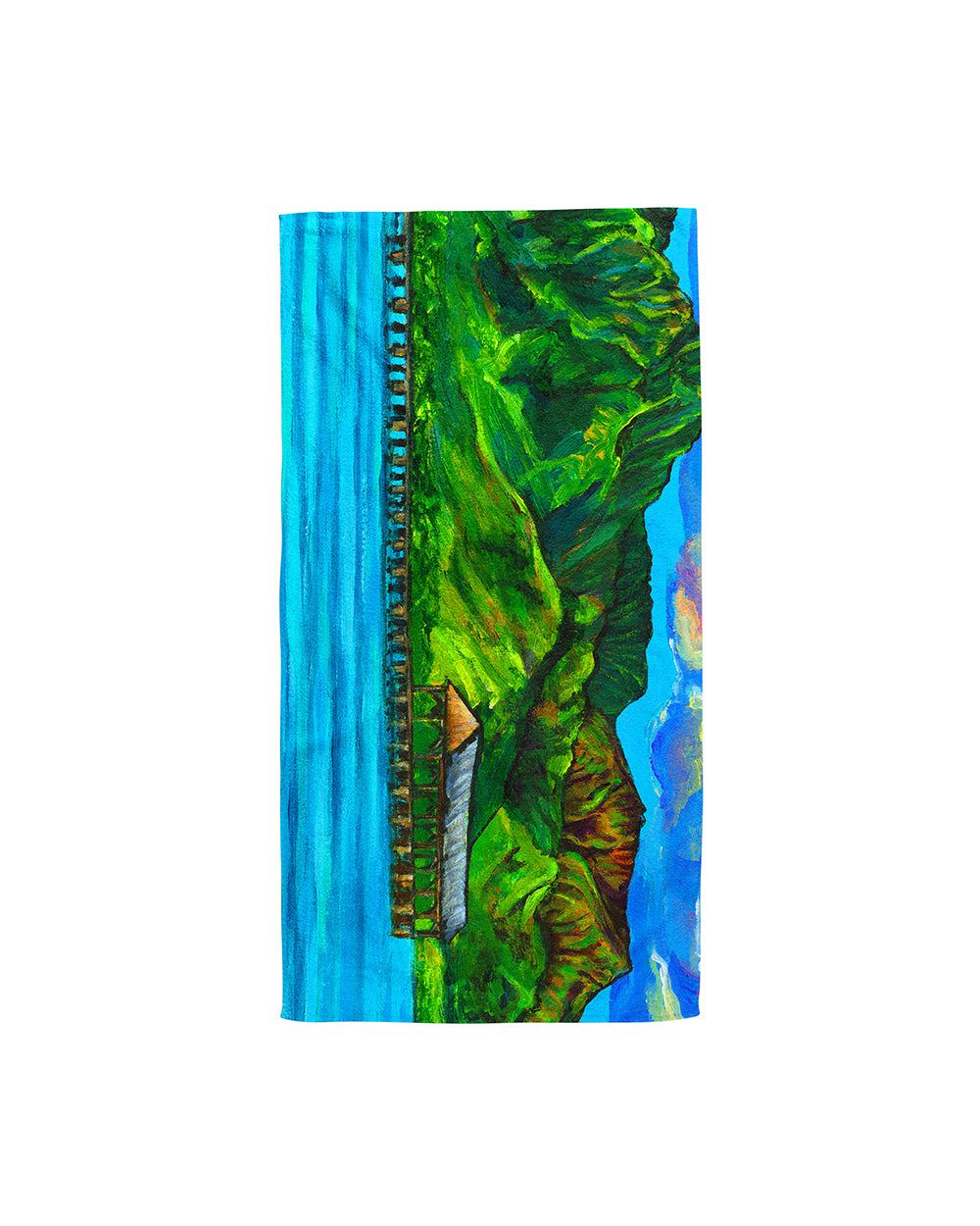 Hawaii Landscape - Hanalei Pier at Hanalei Bay - Microfiber Towel - MICHAL ART STUDIO HAWAII - towels