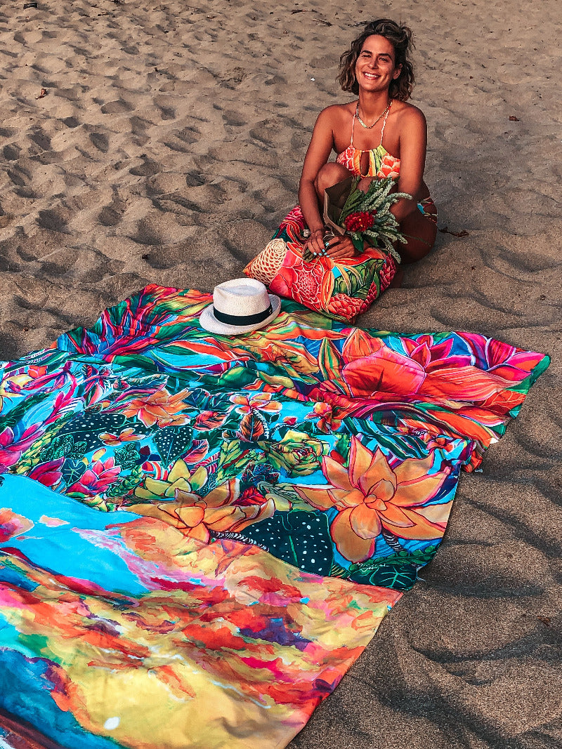 Hawaiian Landscape - Tropical Sunset in Hawaii - Microfiber Towel - MICHAL ART STUDIO HAWAII - towels