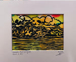#3 NEW - Hanalei Pier, Original Lino Cut, Series 4 - MICHAL ART STUDIO HAWAII -