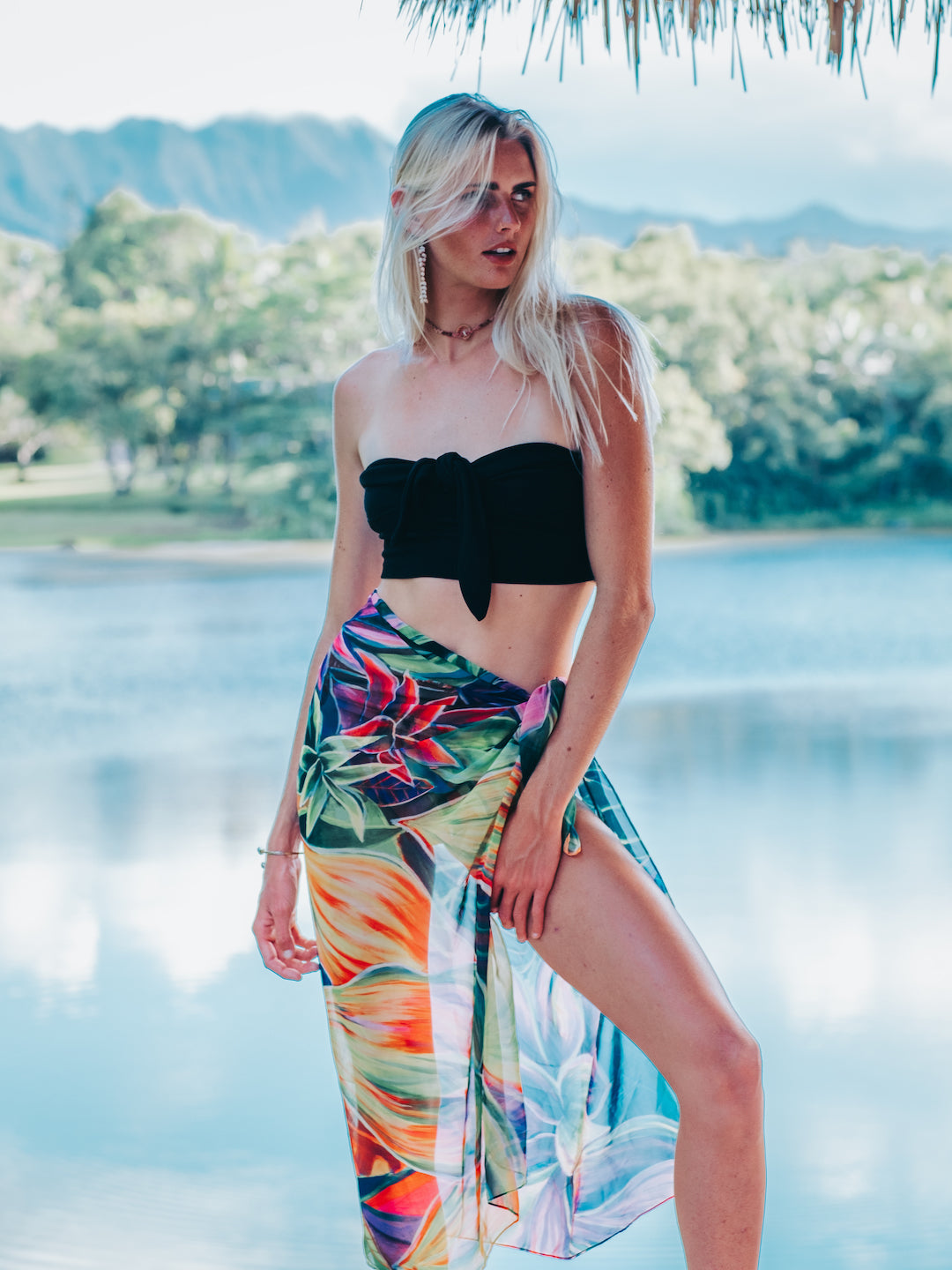 Hawaii Pareo - Hanalei Morning - Tropical Flowers - MICHAL ART STUDIO HAWAII - pareo