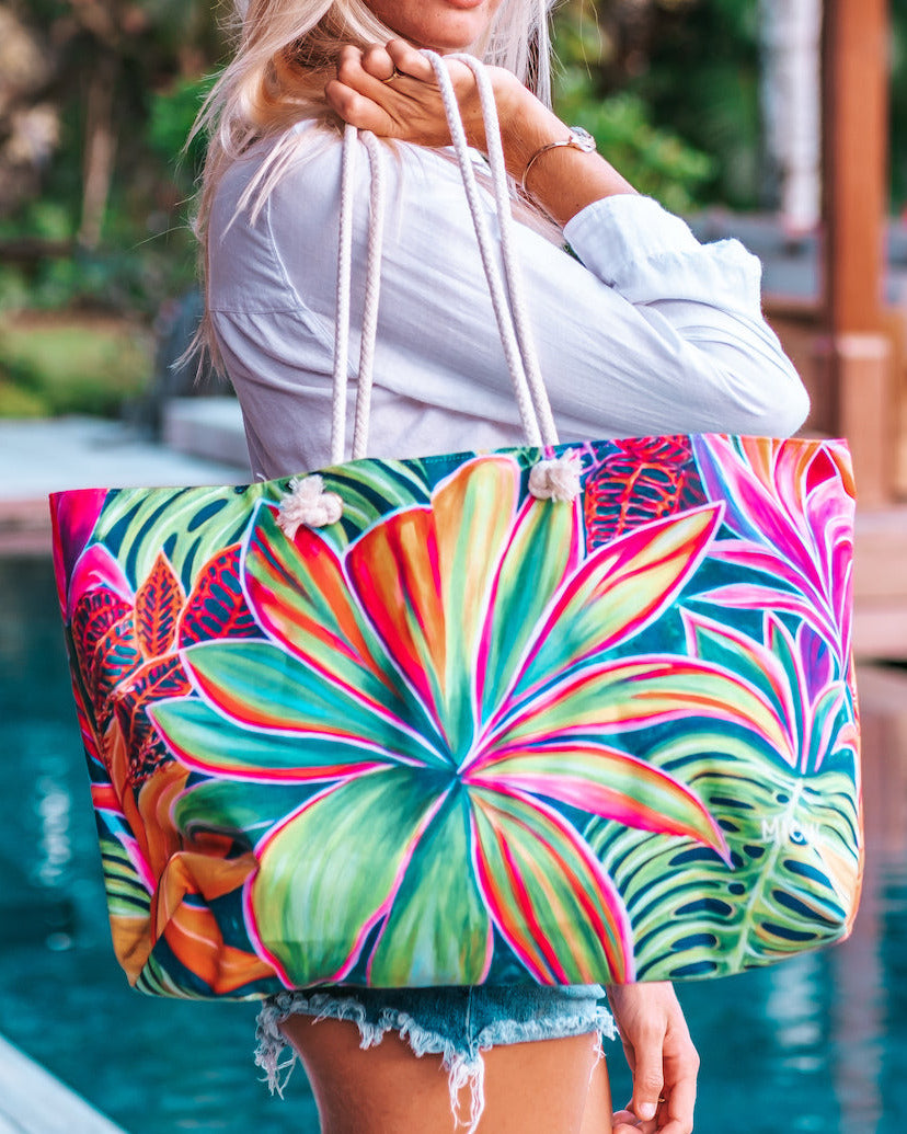 Open Heart Flowers - Weekend Tote - MICHAL ART STUDIO HAWAII - Weekend Tote