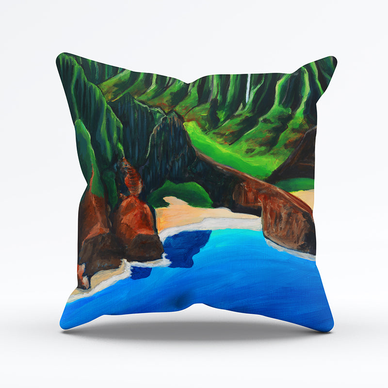 Na Pali coast Pillow cover 20"x20" - MICHAL ART STUDIO HAWAII - pillow