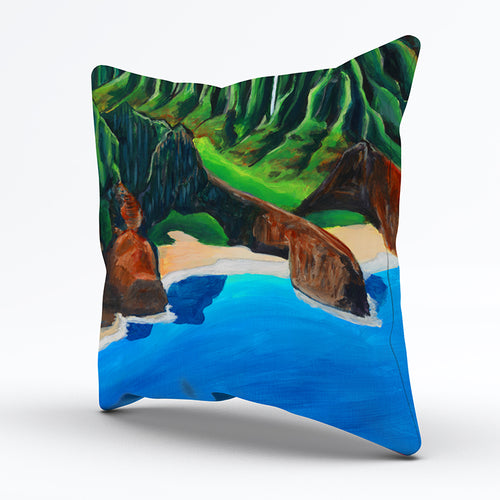 Na Pali coast Pillow cover 20"x20" - MICHAL ART STUDIO HAWAII - pillow