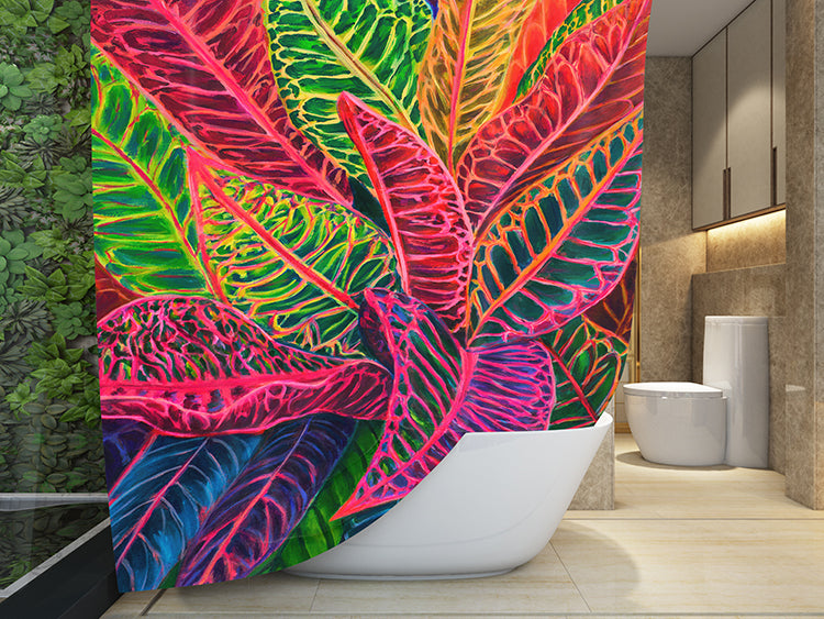 Tropical Crotons of Kauai Shower Curatin - MICHAL ART STUDIO HAWAII - shower curtain