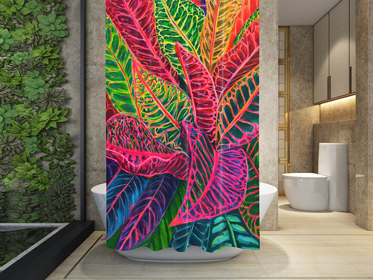 Tropical Crotons of Kauai Shower Curatin - MICHAL ART STUDIO HAWAII - shower curtain