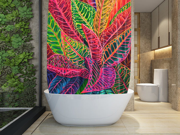 Tropical Crotons of Kauai Shower Curatin - MICHAL ART STUDIO HAWAII - shower curtain