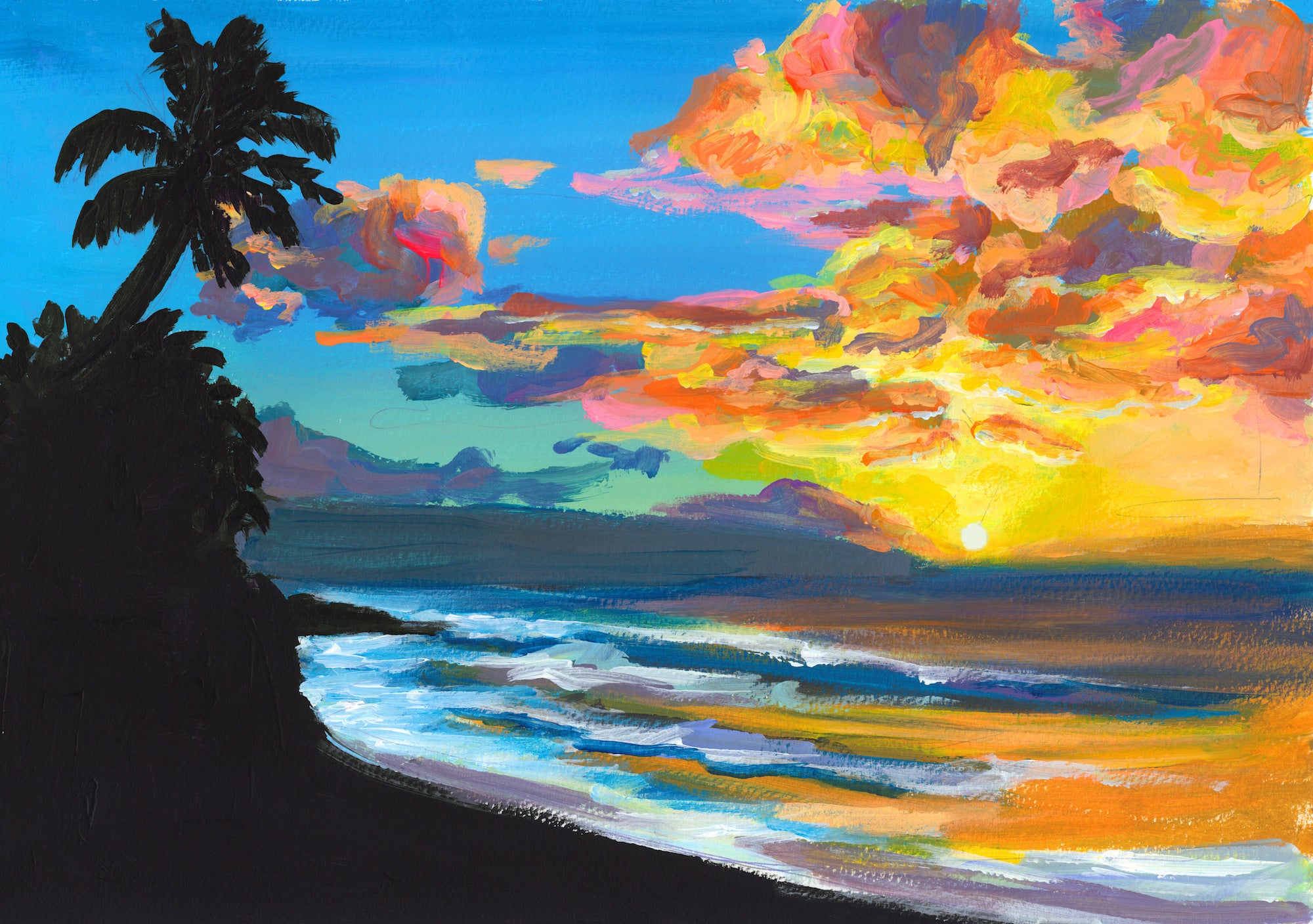 Tropical Sunset - Stunning Floor Rug - MICHAL ART STUDIO HAWAII -