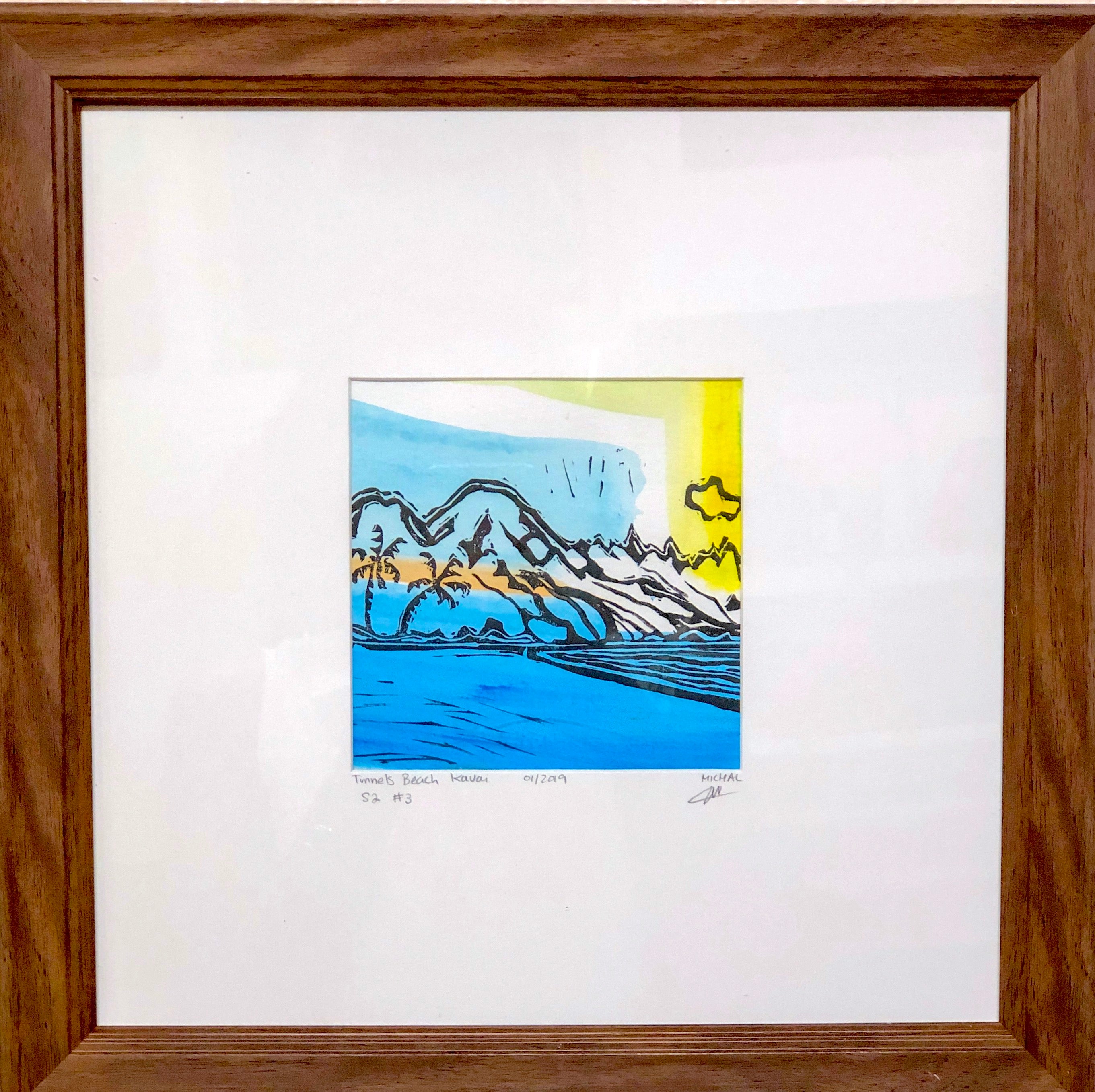 Tunnels Beach - Lino cuts - SOLD