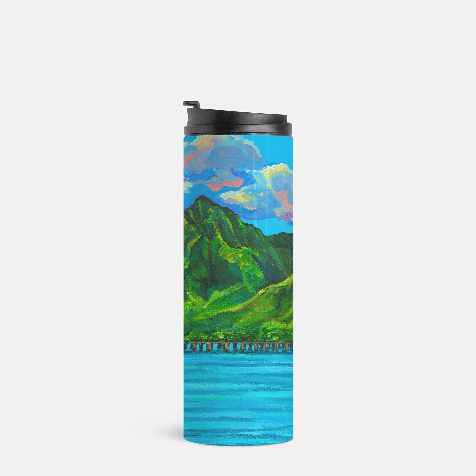 Hanalei Pier Thermal Tumbler 16oz | Hawaiian Insulated Stainless Steel Travel Mug