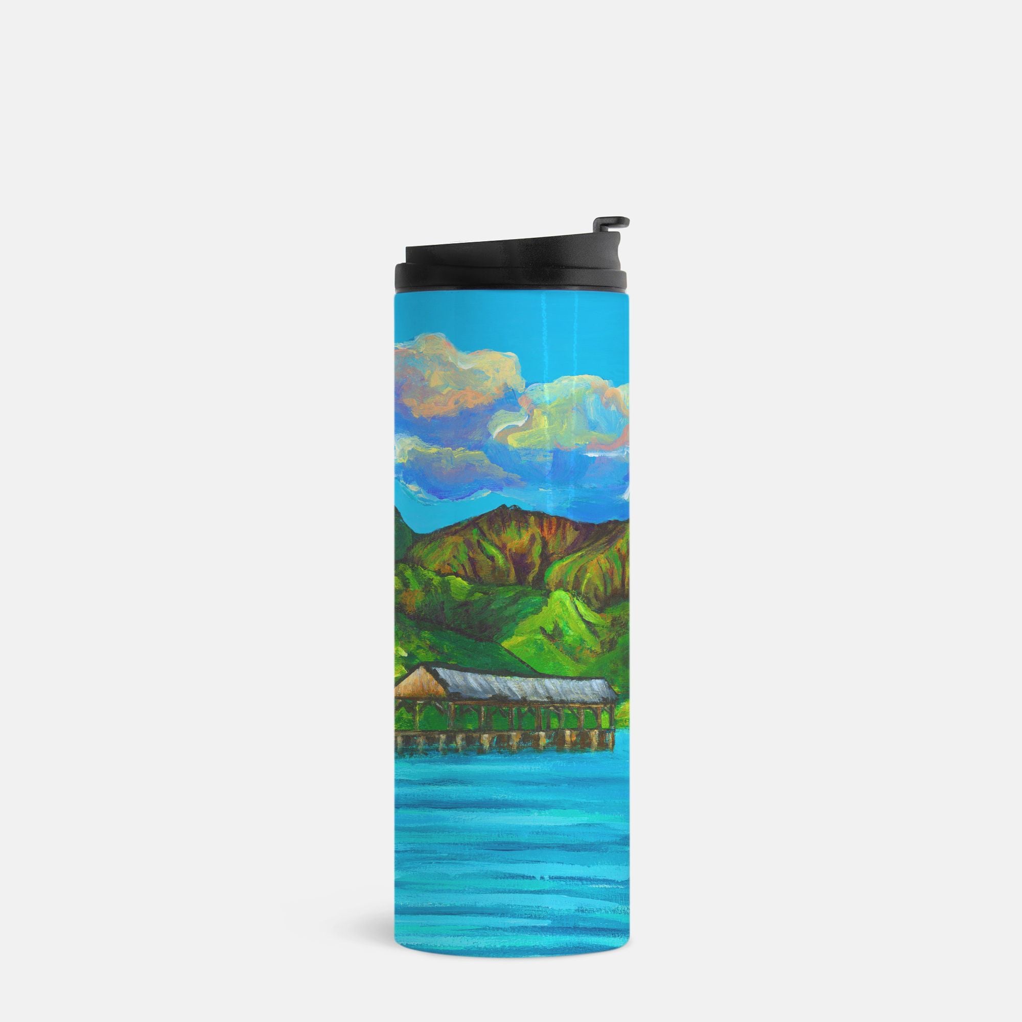 Hanalei Pier Thermal Tumbler 16oz | Hawaiian Insulated Stainless Steel Travel Mug