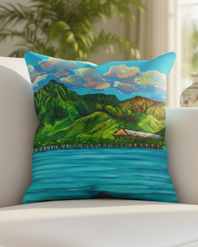 Hanalei pier Pillow cover 20"x20"