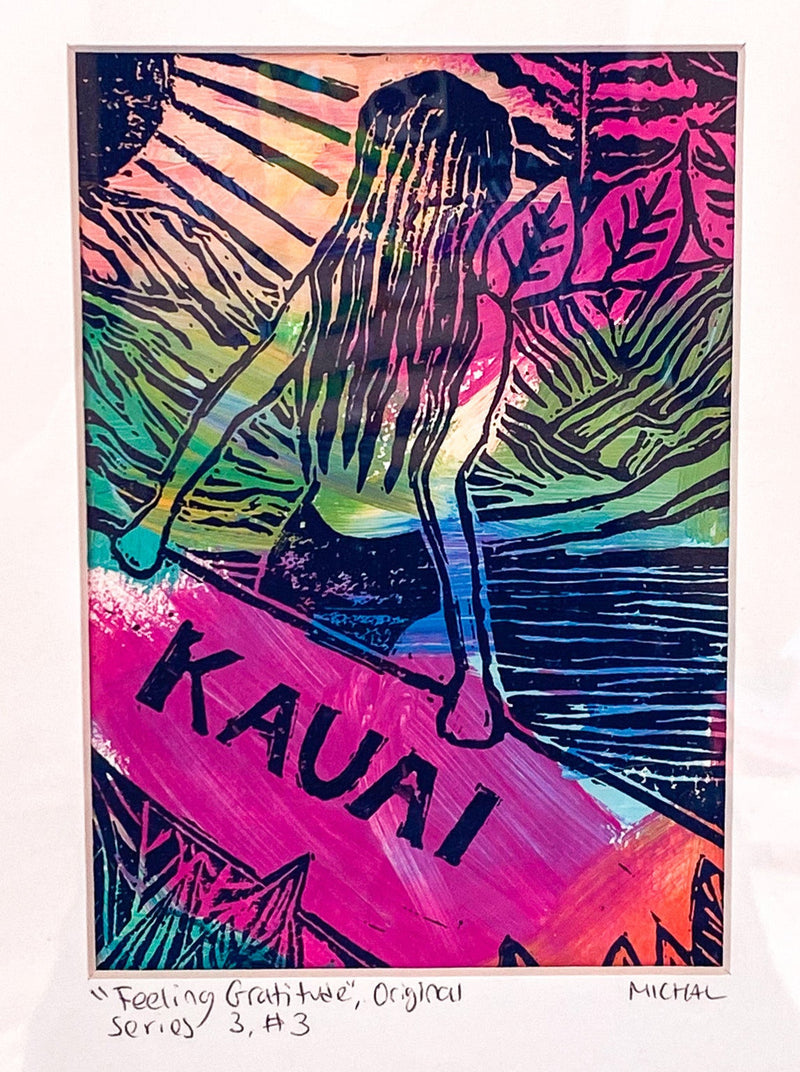 NEW 2023 - "Feeling Gratitude"  - Original Hawaii Lino Cut