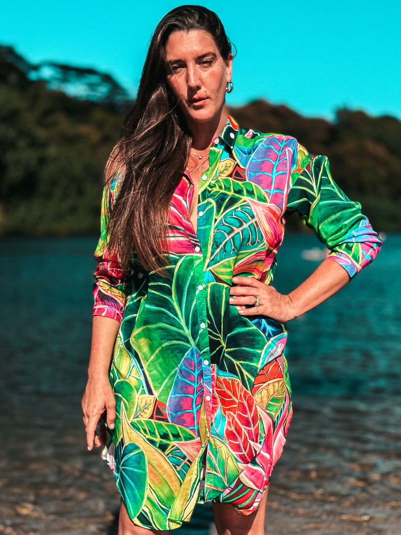 Aloha Shirt Dress - Hanalei Morning