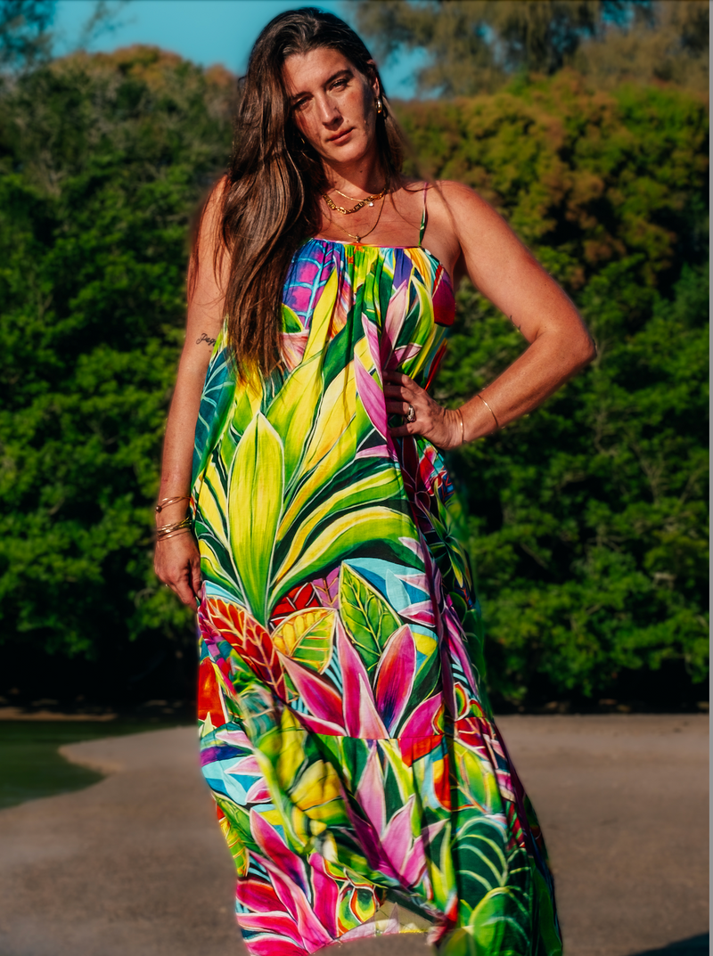Aloha Boho Dress Hanalei Morning MICHAL ART STUDIO HAWAII