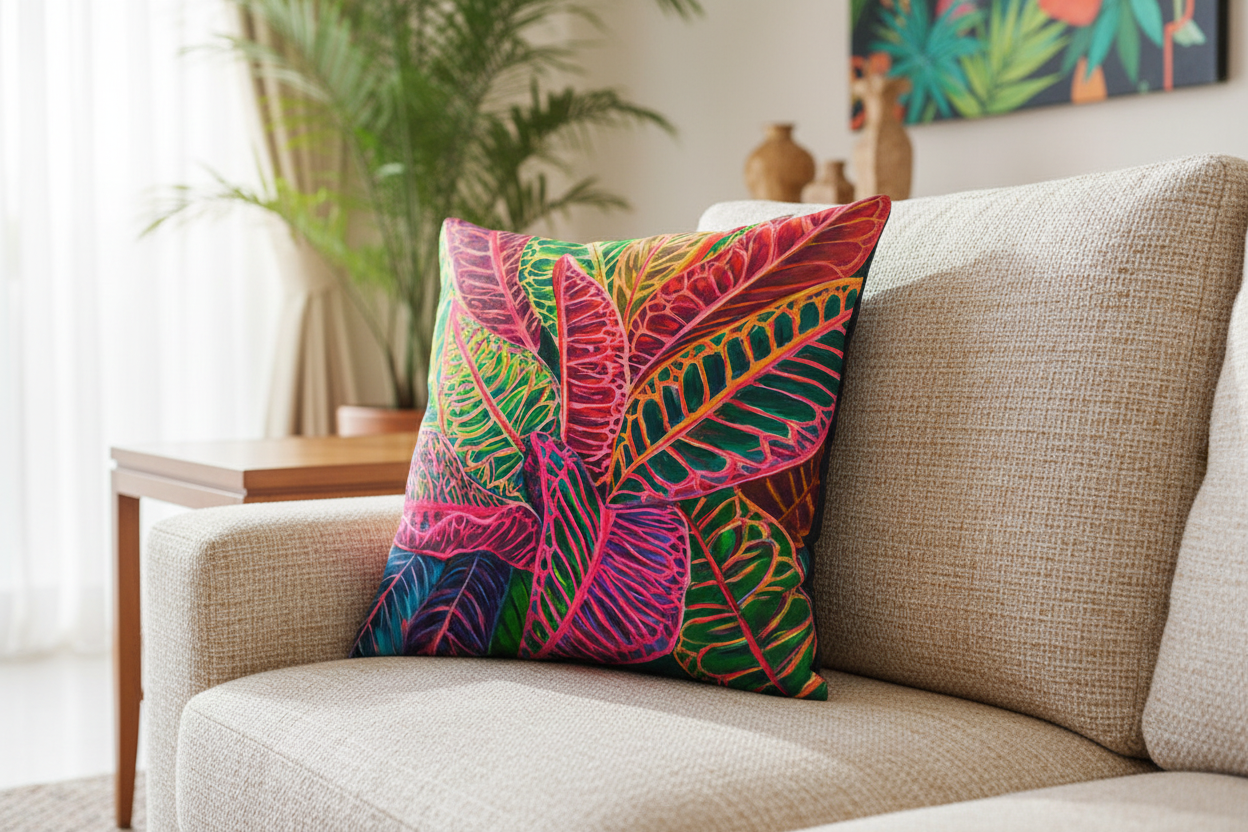 Tropical Crotons Pillow cover  20"x20"