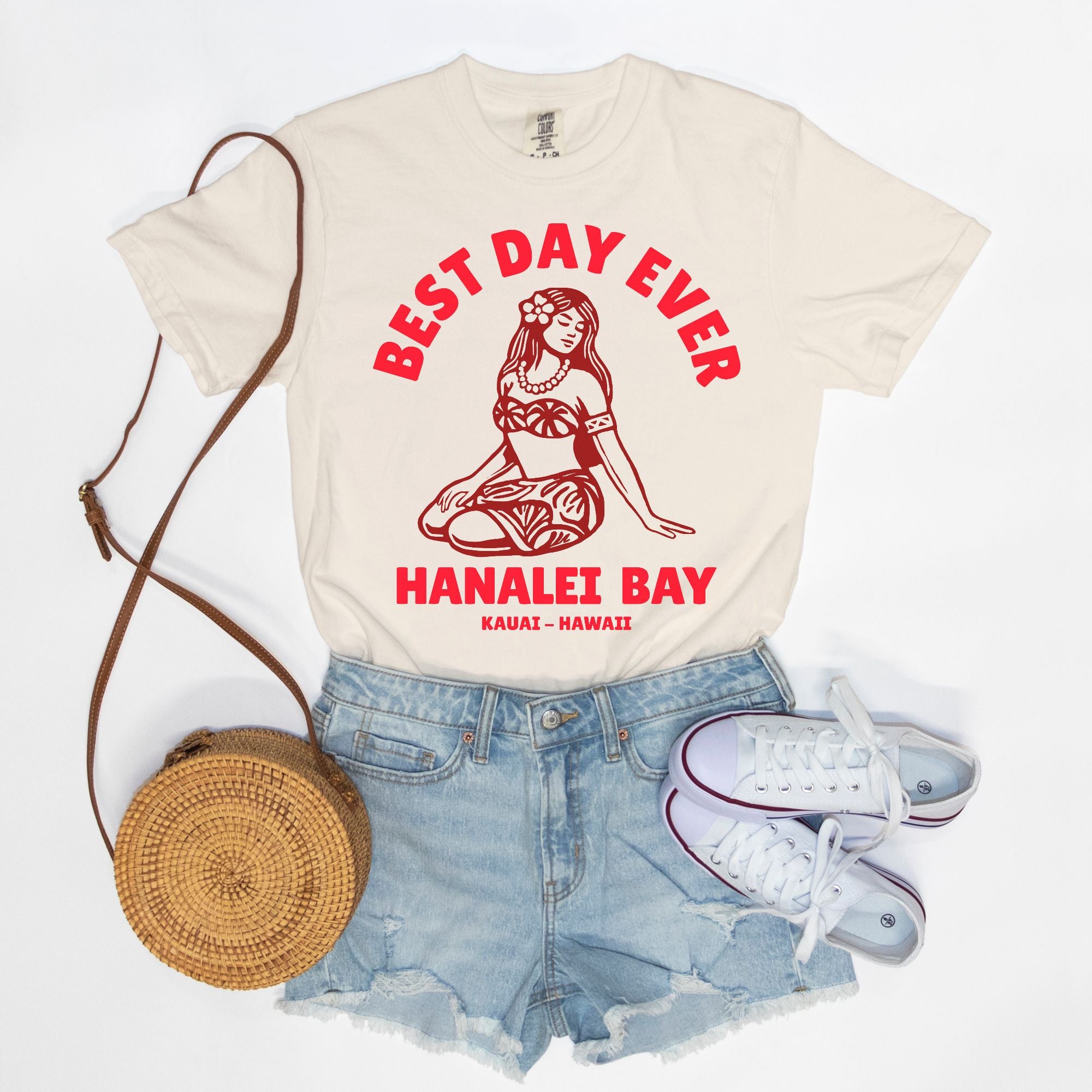 Tahitian Red - Best Day Ever – Hanalei Bay Logo Girl - Kauai - Hawaii T-shirt