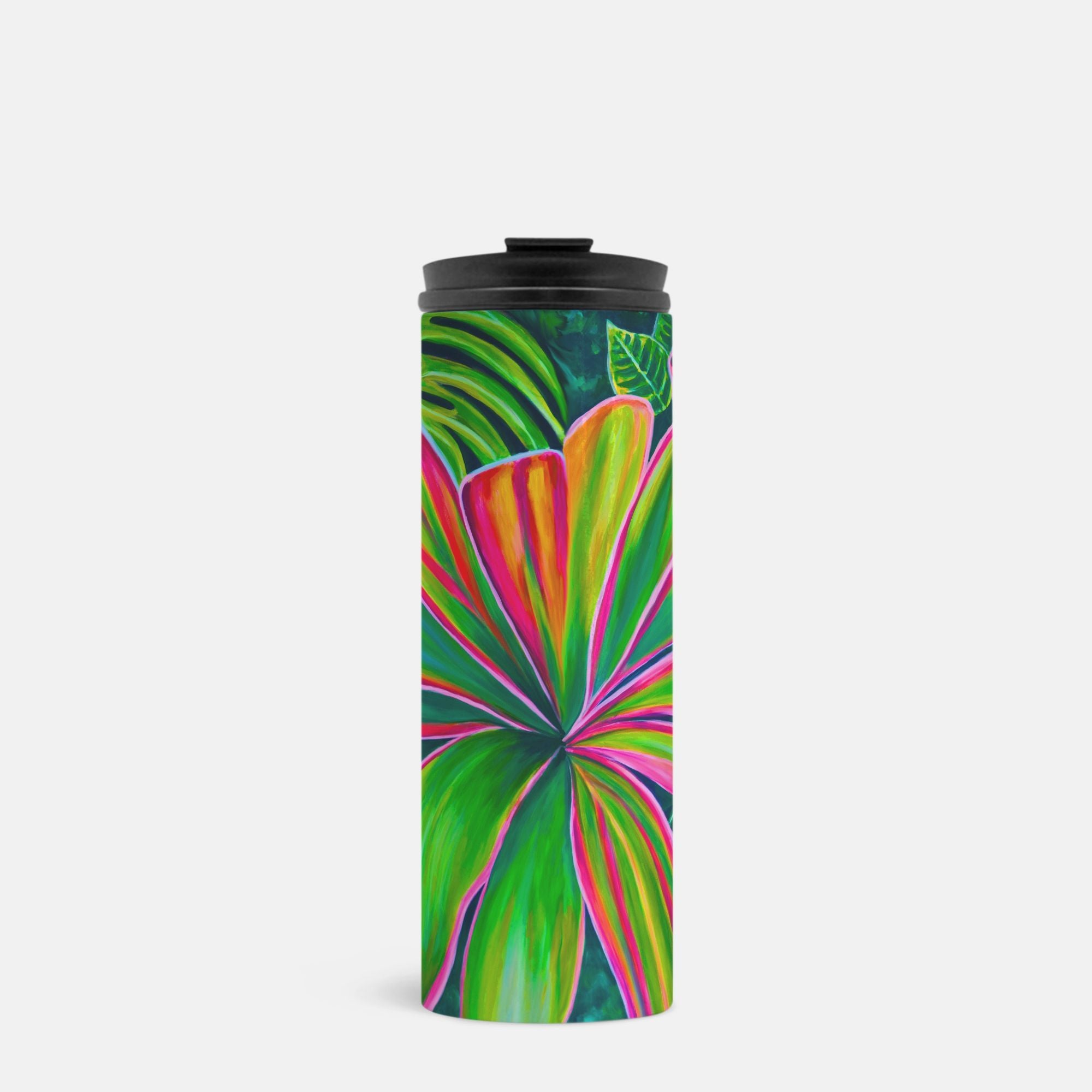 Open Heart Floral Thermal Tumbler 16oz | Hawaiian Insulated Stainless Steel Travel Mug