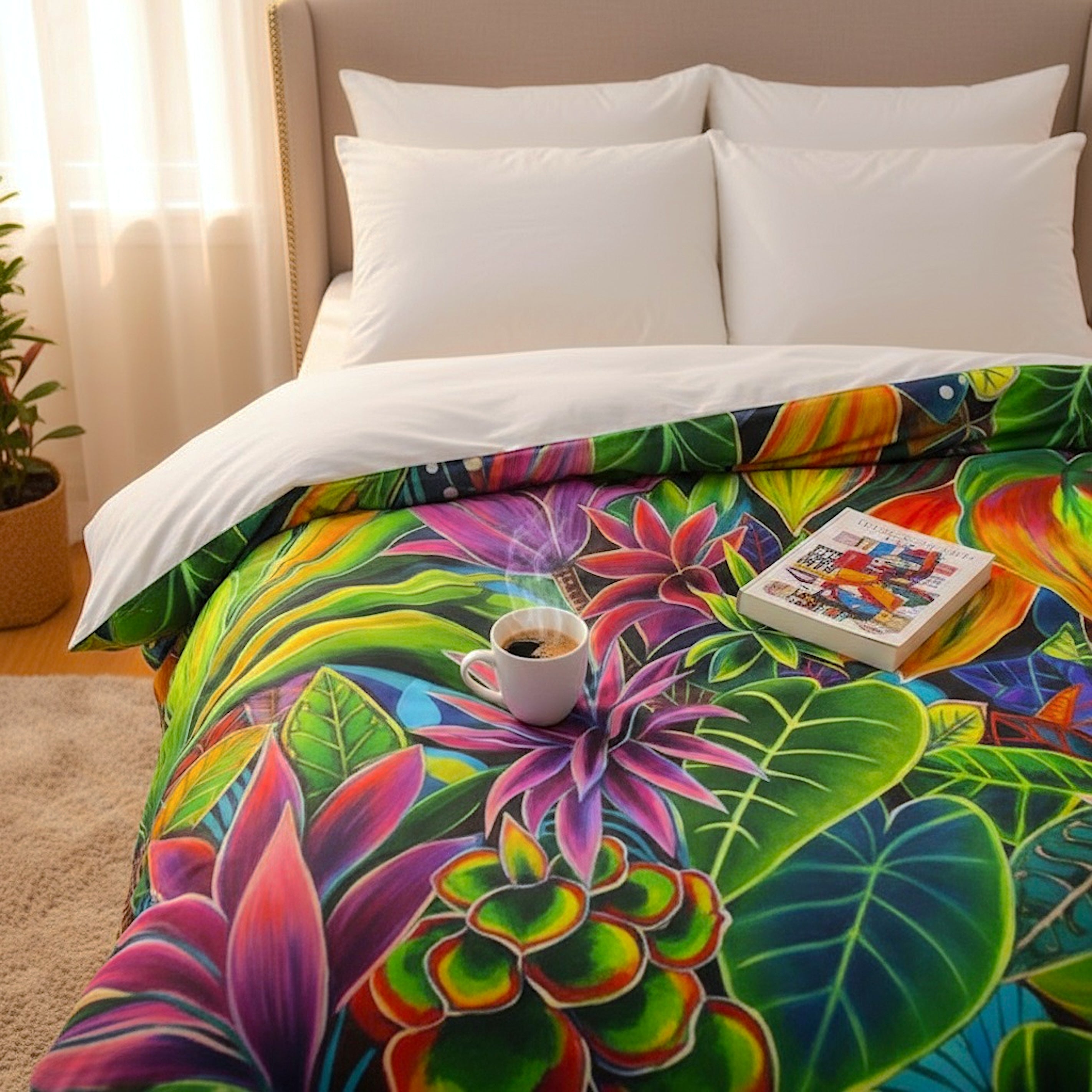 Hanalei Morning Hawaiian Duvet Cover | Tropical Floral Bedding Kauai - Hawaii