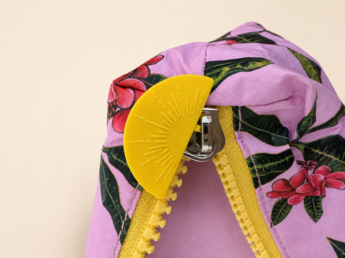 Pink Plumeria Lavender pouch detail photograph