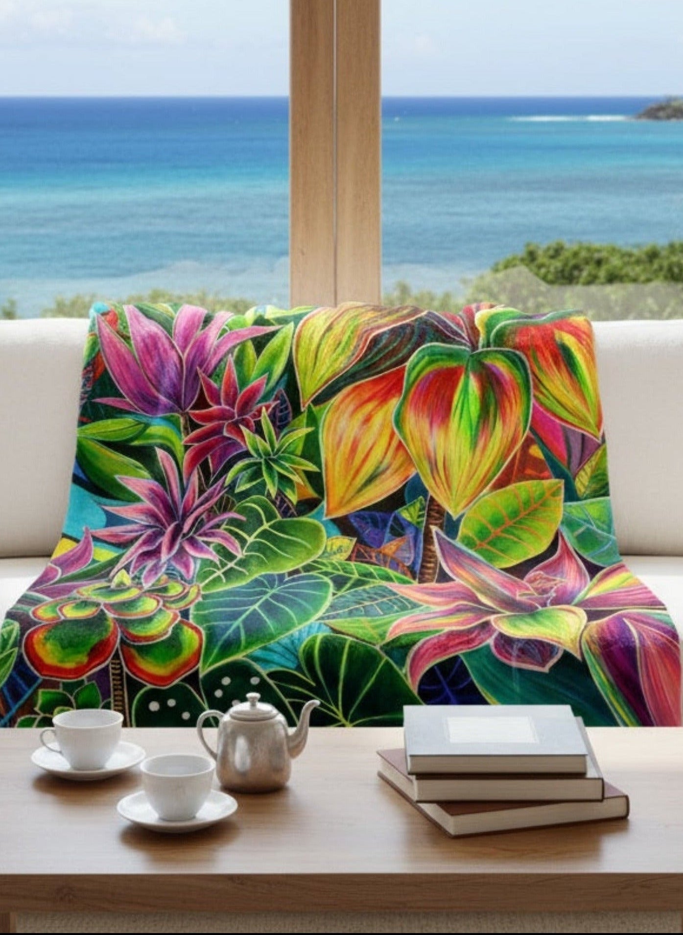 hanalei morning blanket tropical floral fleece