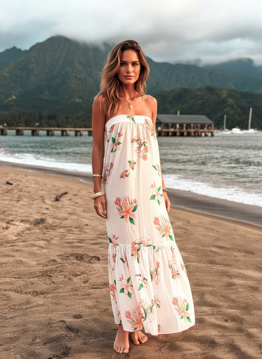 Strapless Sun Dress - Plumeria French Vanilla
