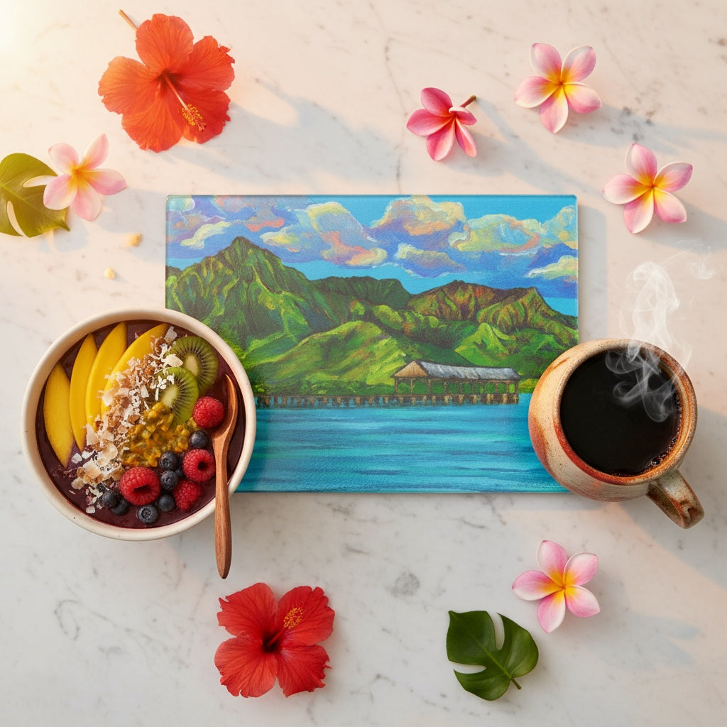 Hanalei Pier - Tempered Glass Cutting and Serving Boards - Kauai, Hawaii