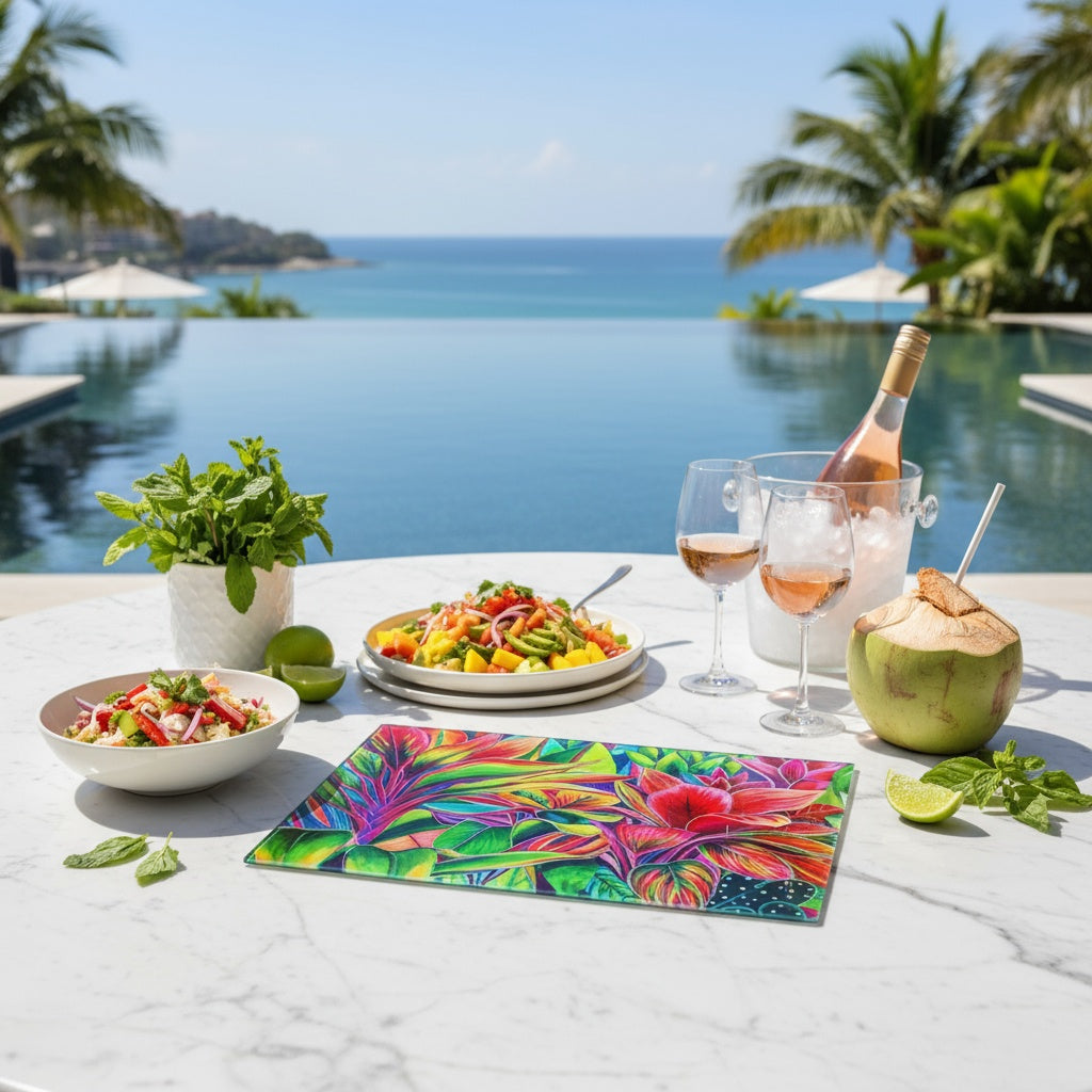 NEW - Tropical Light - Tempered Glass Cutting and Serving Boards