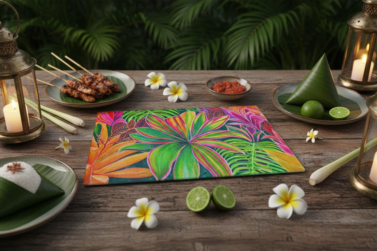 Open Heart - Tempered Glass Cutting and Serving Boards - Tropical Flowers