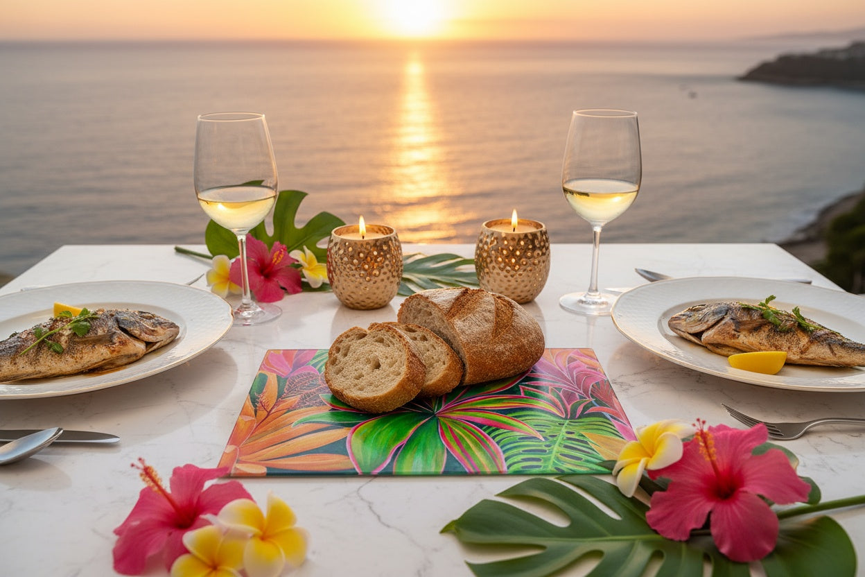 Open Heart - Tempered Glass Cutting and Serving Boards - Tropical Flowers