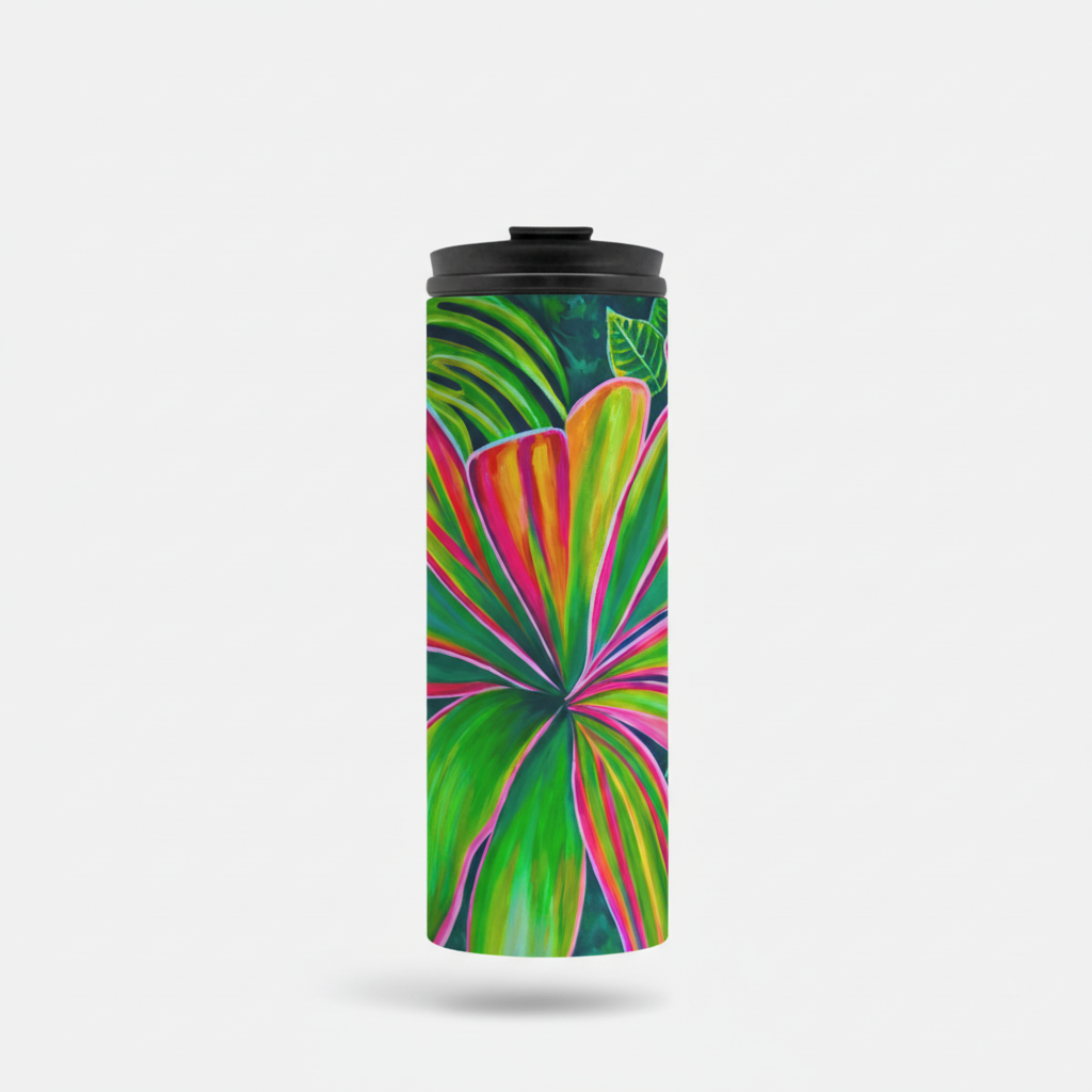 Open Heart Floral Thermal Tumbler 16oz | Hawaiian Insulated Stainless Steel Travel Mug