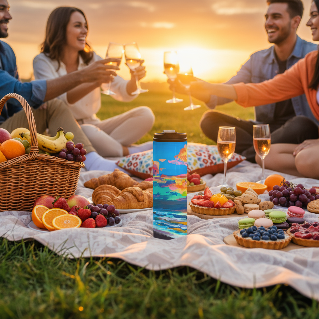 Tropical Sunset Thermal Tumbler 16oz | Hawaiian Landscape Insulated Stainless Steel Travel Mug