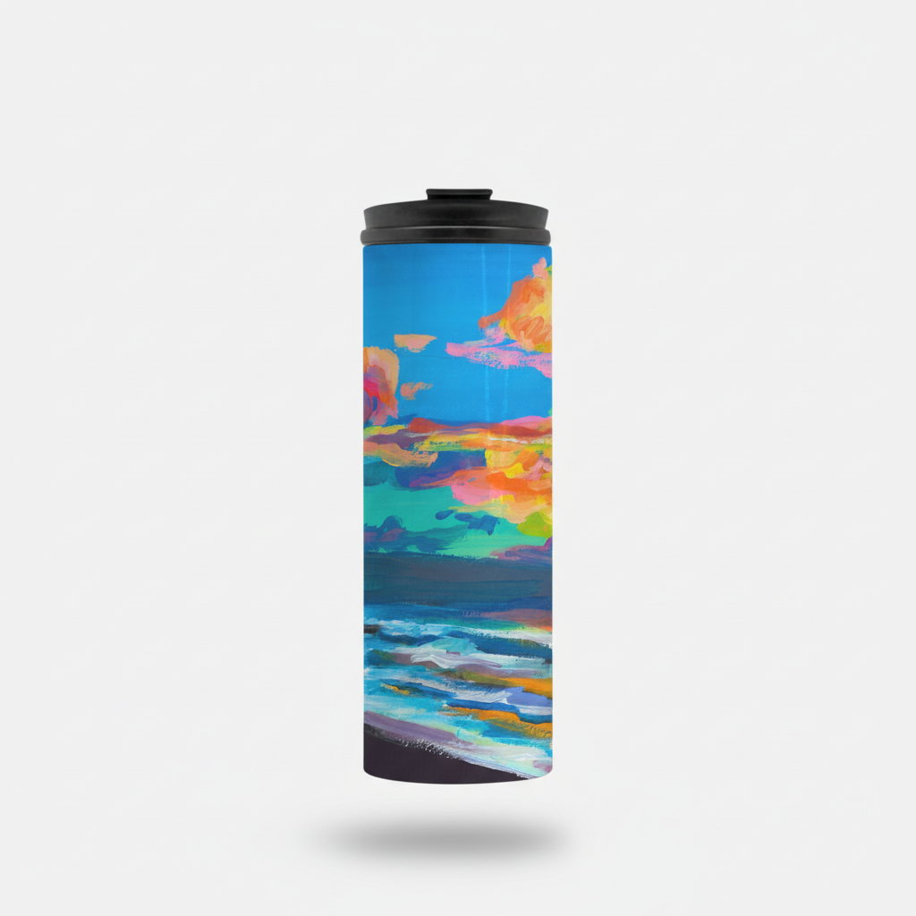 Tropical Sunset Thermal Tumbler 16oz | Hawaiian Landscape Insulated Stainless Steel Travel Mug