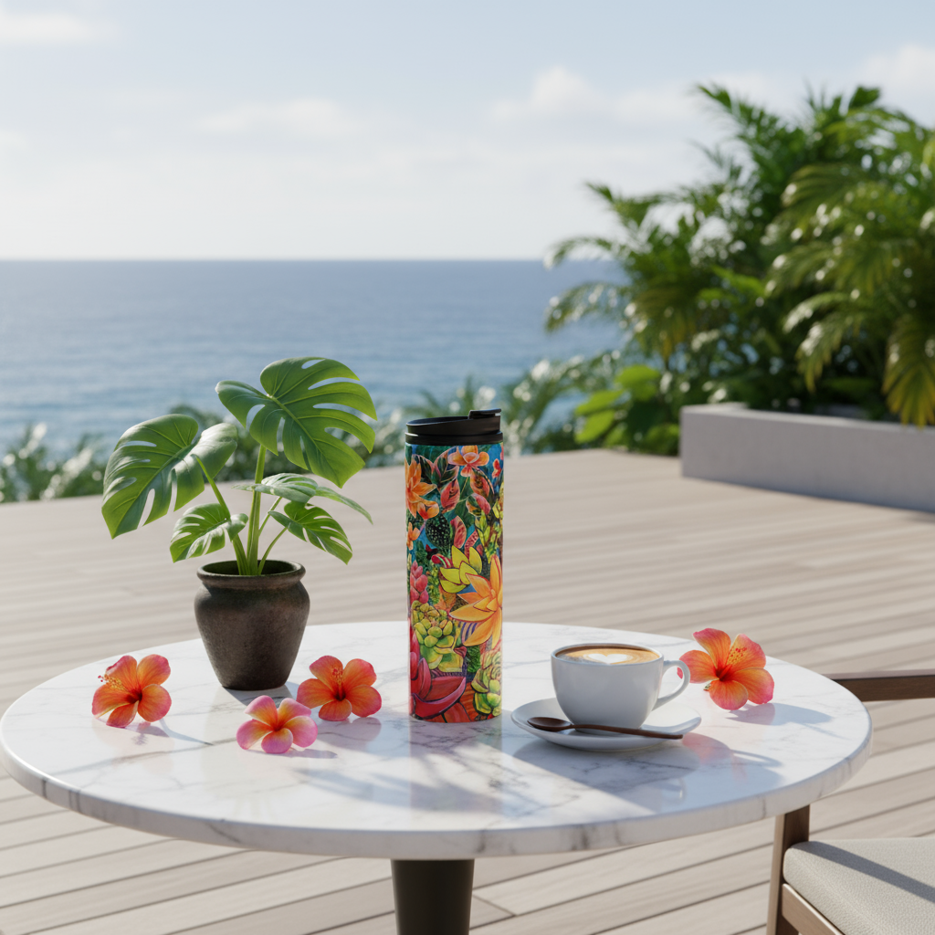 Hawaii Thermal Tumbler 16oz | Insulated Stainless Steel Travel Mug with Hawaiian Floral Print