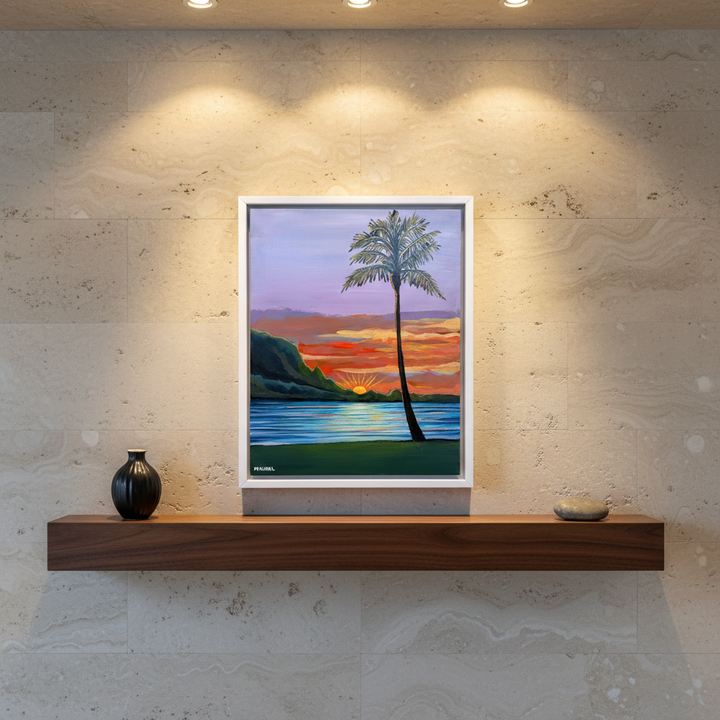 NEW Hanalei Sunset: The Black Series – Original Painting on Wood by Michal - Rare Originals