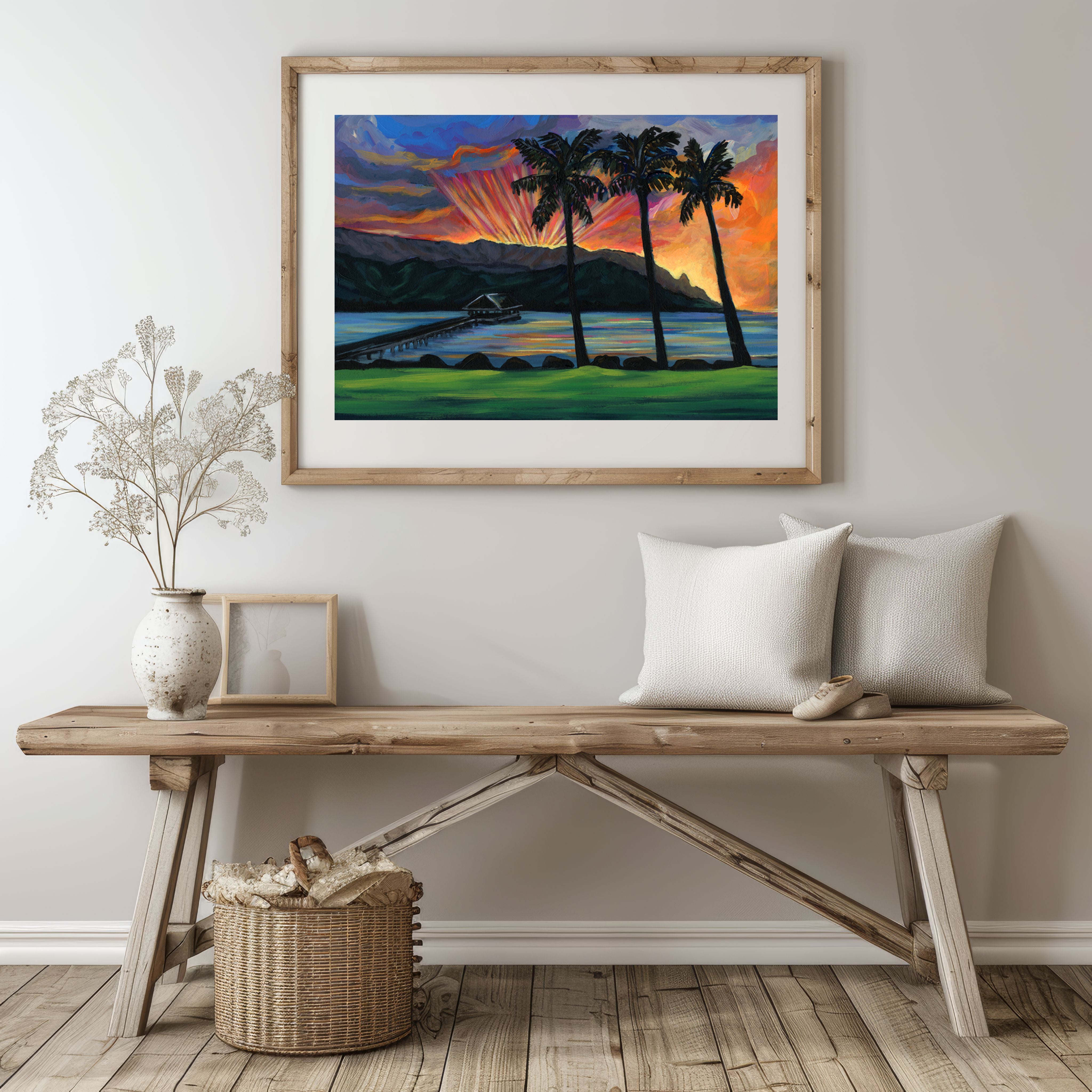 NEW -  HANALEI PIER SUNSET -  20x28  Large Museum Quality Print