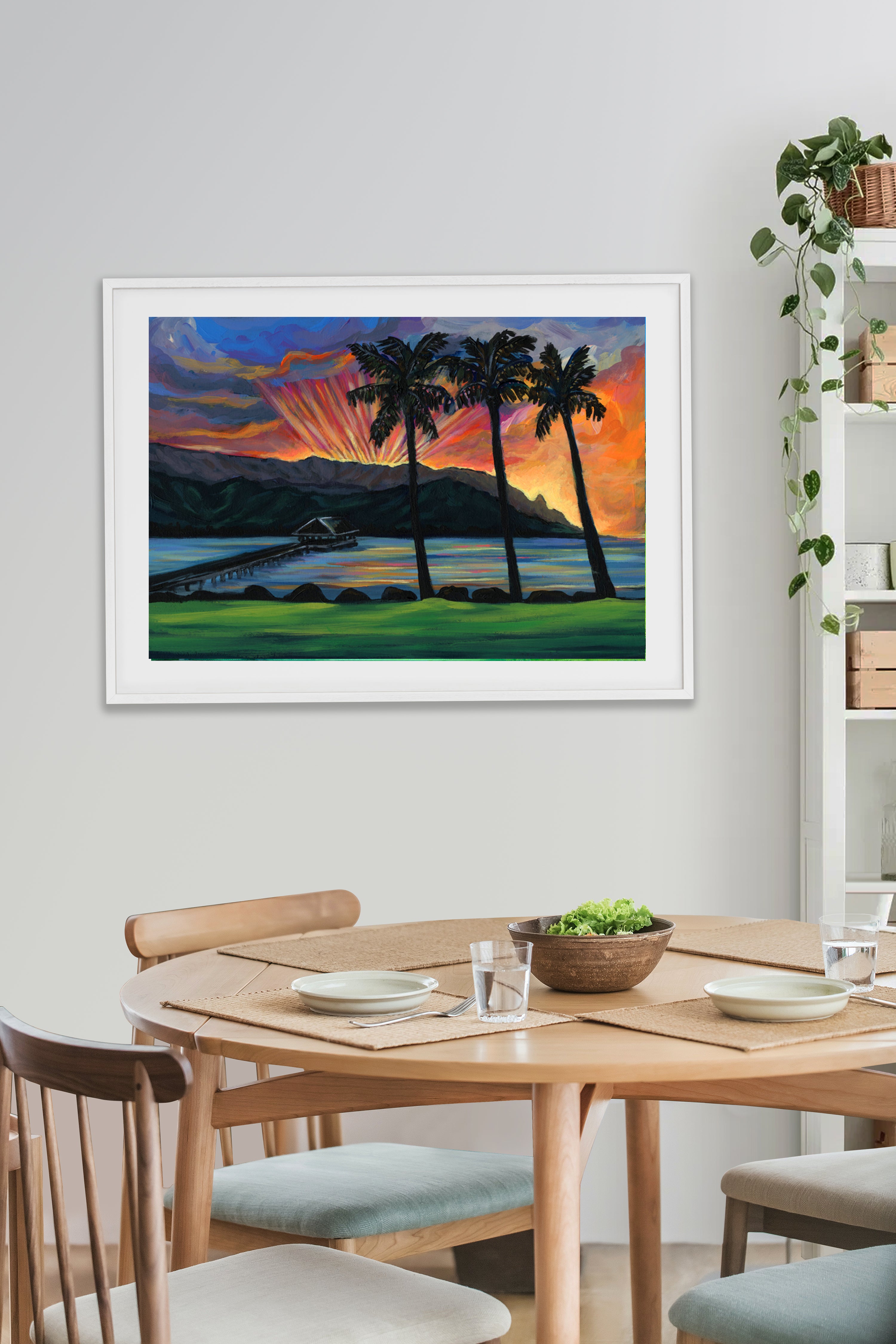 NEW -  HANALEI PIER SUNSET -  20x28  Large Museum Quality Print