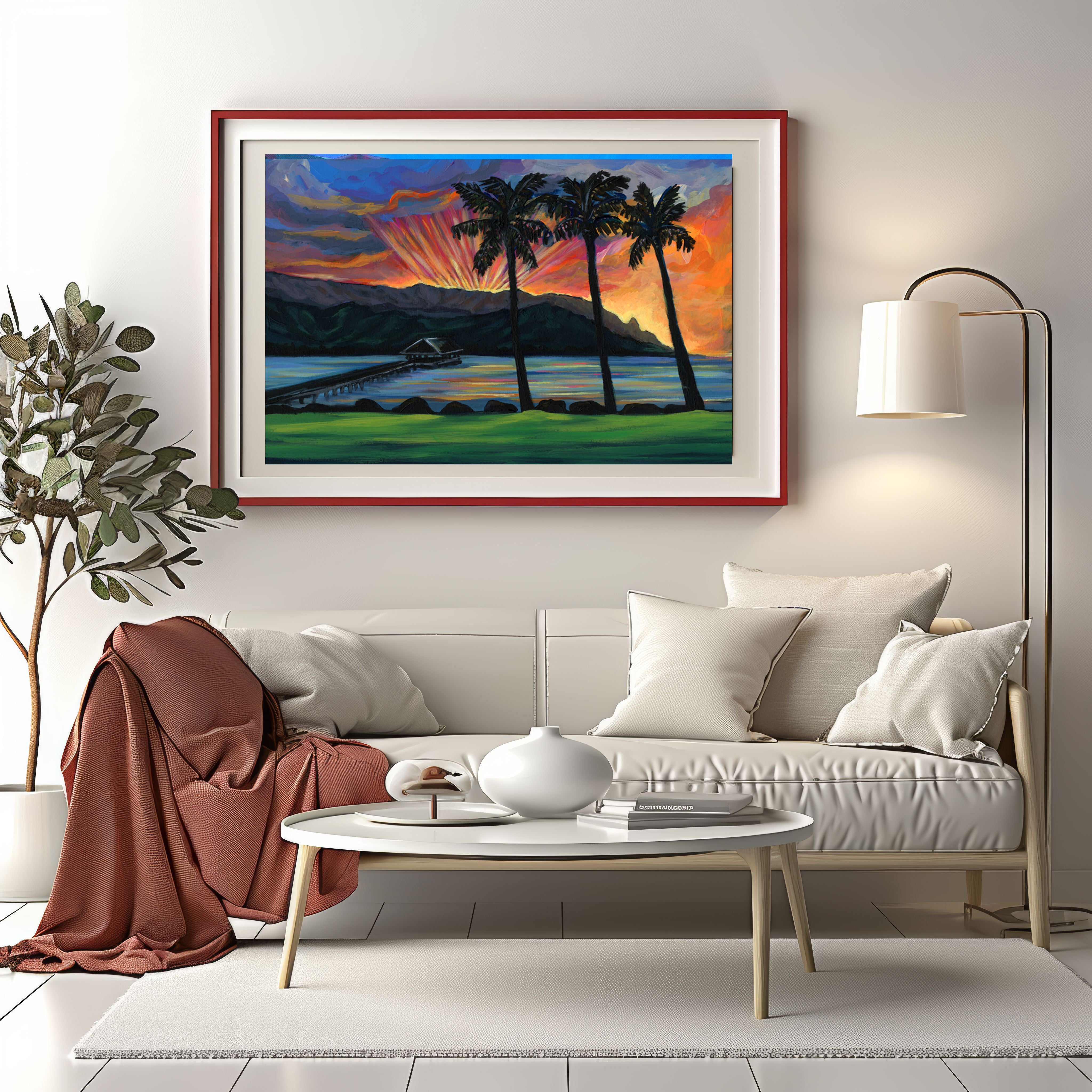 NEW -  HANALEI PIER SUNSET -  20x28  Large Museum Quality Print