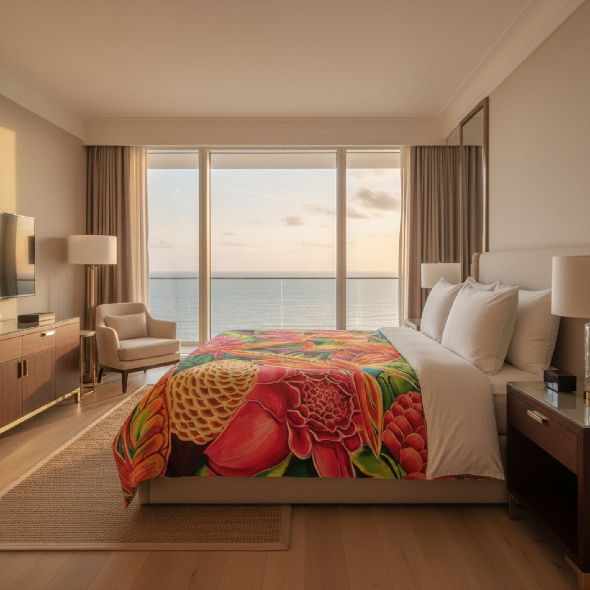 hawaii tropical floral hand made duvet cover bedding hawaiian artist 