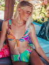 SOLD OUT - High rise reversible Bottom - Open Heart Flowers print - MICHAL ART STUDIO HAWAII - bikini