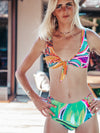 SOLD OUT - High rise reversible Bottom - Open Heart Flowers print - MICHAL ART STUDIO HAWAII - bikini