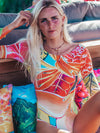 Hawaiian Love Swimwear - Long Sleeves -One Piece With Open Back - MICHAL ART STUDIO HAWAII - bikini