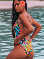 NEW - Crossed Back One Piece Swimsuit - Radiant Print