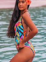 NEW - Crossed Back One Piece Swimsuit - Radiant Print