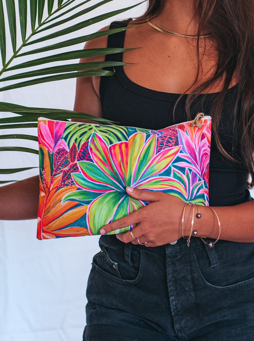 Open Heart Flowers Clutch - MICHAL ART STUDIO HAWAII - clutches