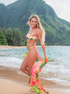 Hawaiian Tropical Floral Bikini Top - Hawaiian Love Flowers - Bandeau Top - MICHAL ART STUDIO HAWAII - bikini