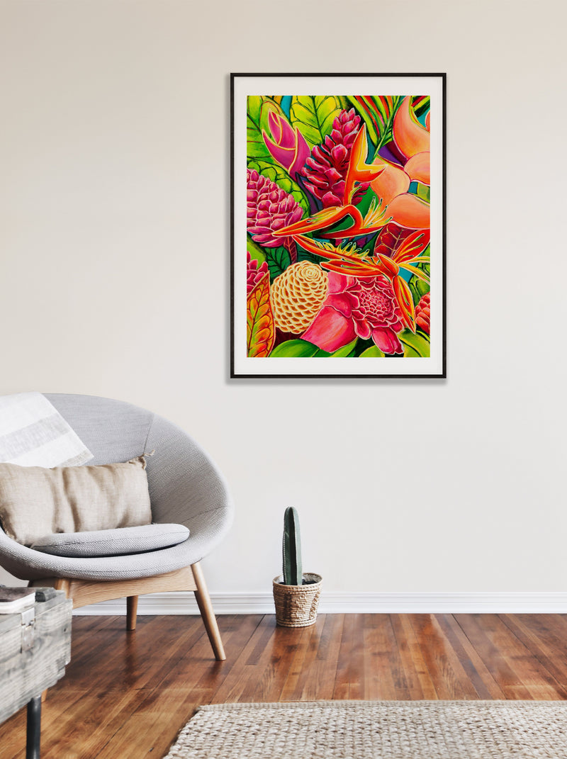 Hawaiian Love - Floral Hawaii Art - 20x28 Large Museum Quality Print - MICHAL ART STUDIO HAWAII -