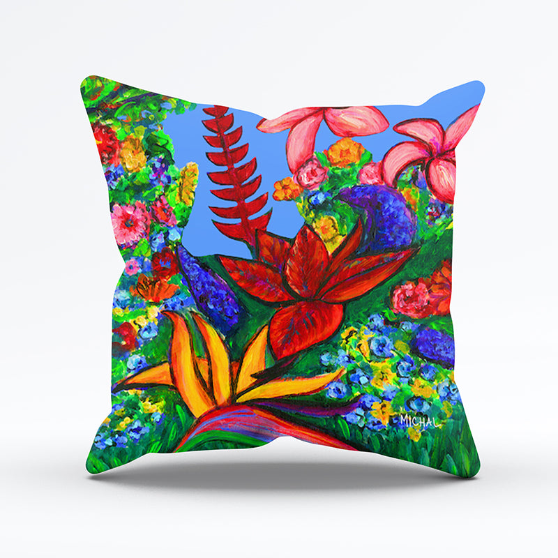Hawaiian Flowers Pillow cover 20"x20" - MICHAL ART STUDIO HAWAII - pillow