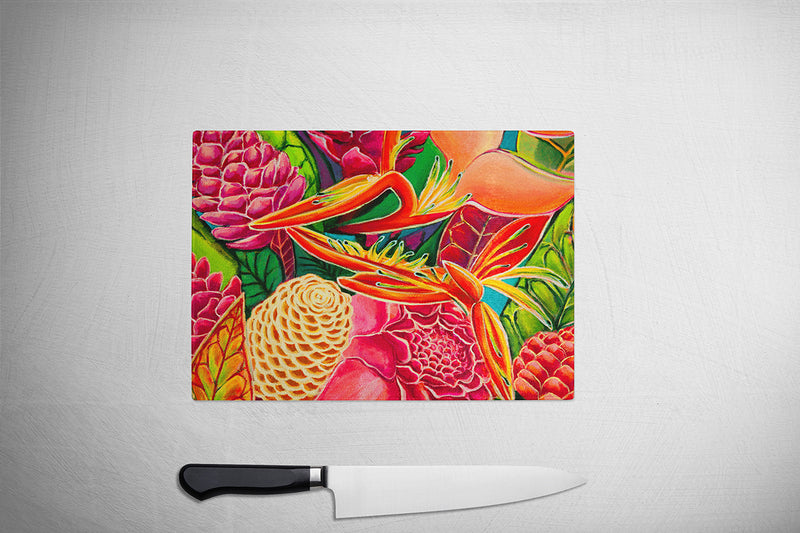 Hawaiian Love - Tempered Glass Cutting and Serving Boards - MICHAL ART STUDIO HAWAII - Cutting Board