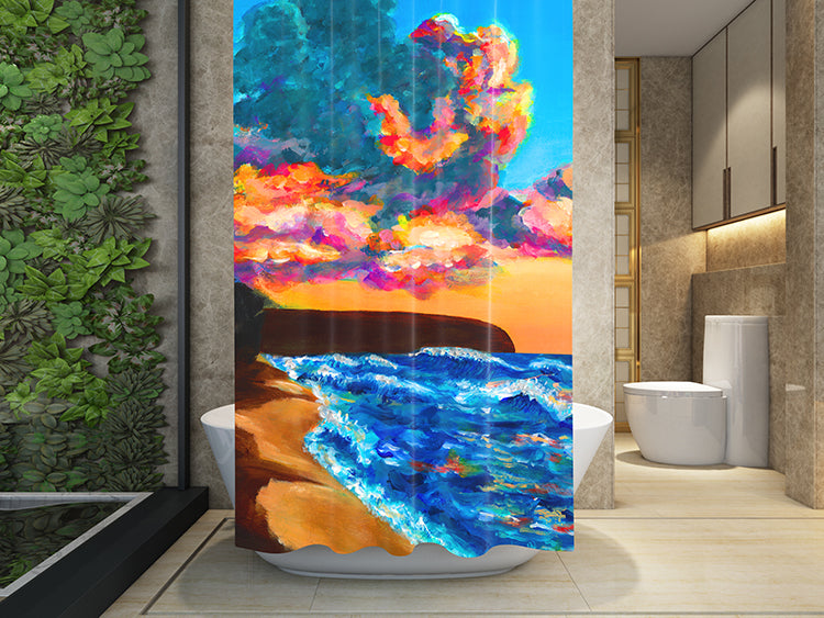 Hawaiian Sunset Shower Curatin - MICHAL ART STUDIO HAWAII - shower curtain